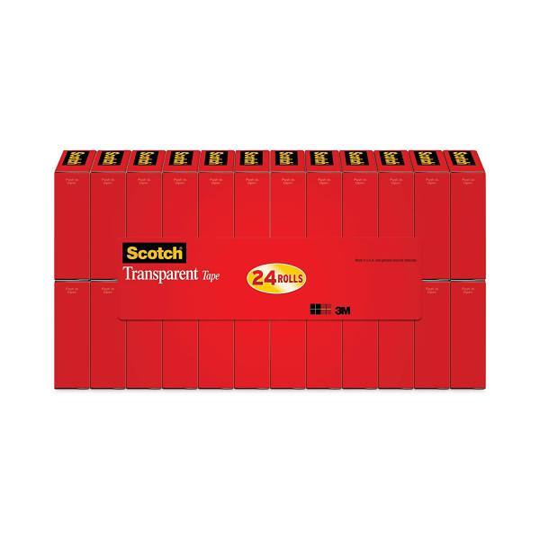 Scotch Transparent Tape 1" Core 0.75"X83.33 Ft Transparent Package Of 24