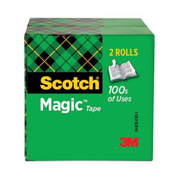 Magic Tape Refill, 3" Core, 0.75" X 72 Yds, Clear, 2/Pack
