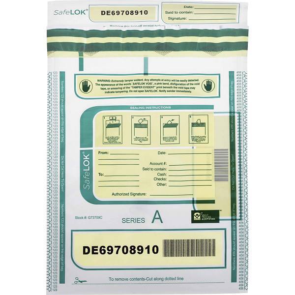 Controltek Safelok Tamper-Evident Deposit Bags 9"X12" Package Of 100