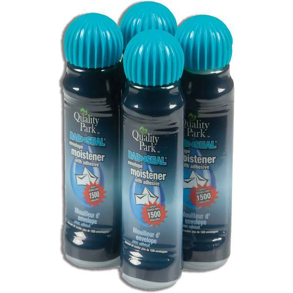 Quality Park Dab-N-Seal Envelope Moistener With Adhesive 3.2 Oz Package Of 4