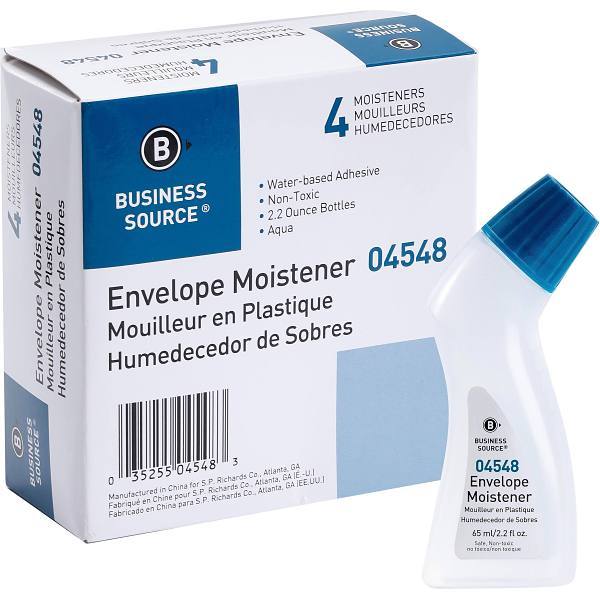 Business Source Envelope Moistener 2.2 Oz Clear Package Of 4