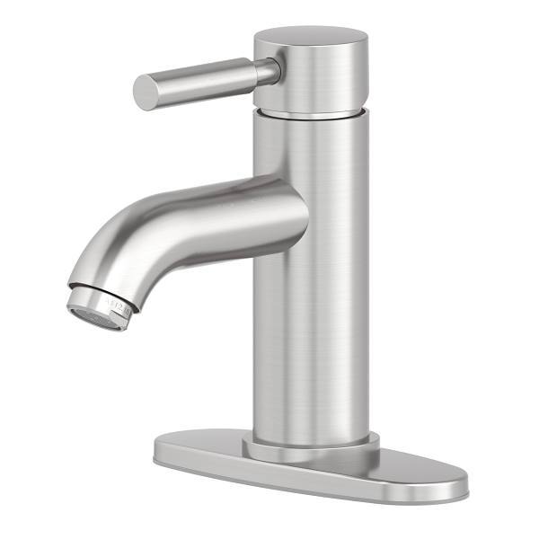 Seasons Westwind 1.2 GPM Quick Install Single Hole Centerset Mid-Arc Bathroom Faucet With Pop Up Drain, Brushed Nickel