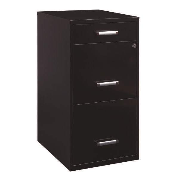 Space Solutions 3 Drawer Letter Width Vertical File Cabinet-Pencil Drawer Black