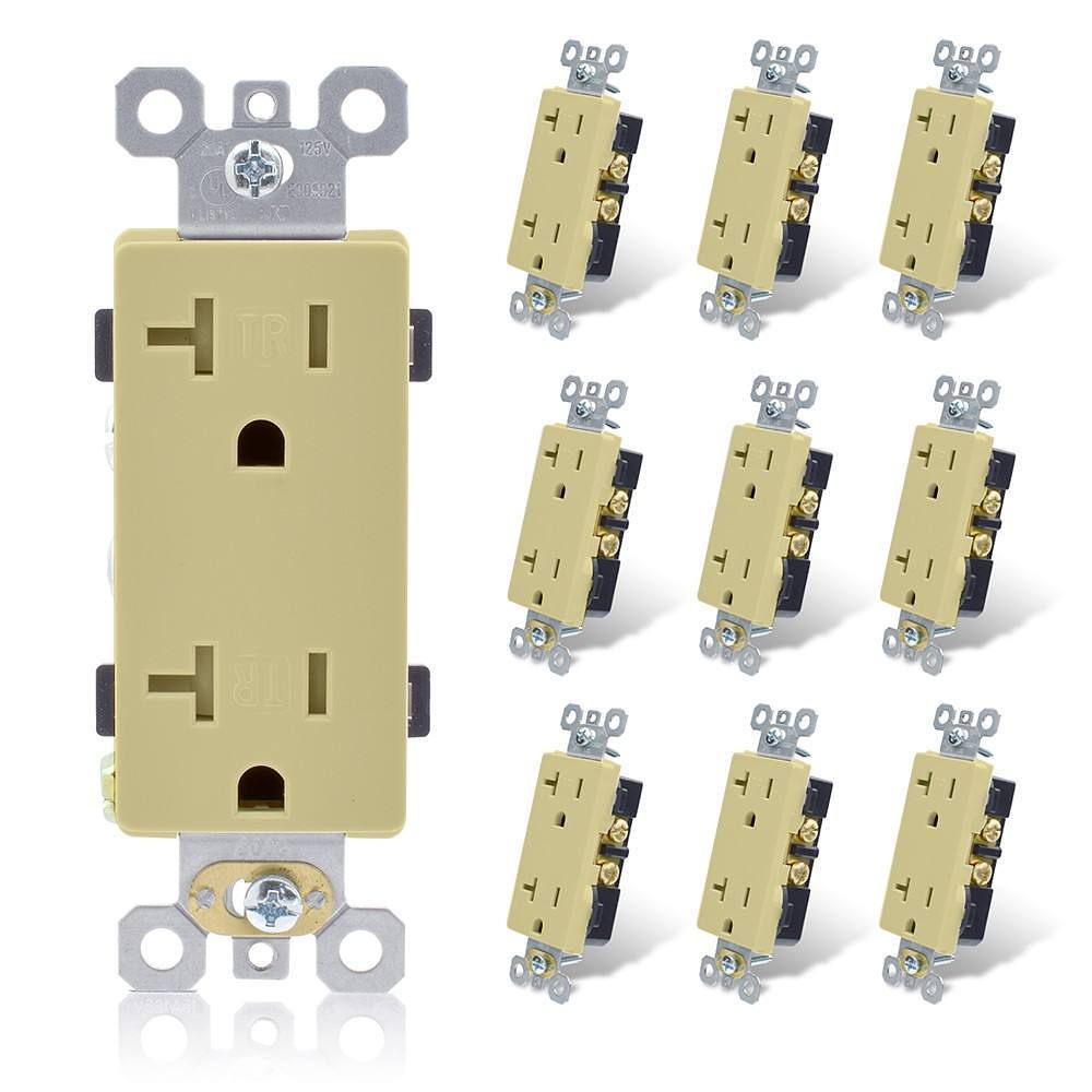 Maintenance Warehouse 20 Amp 125-Volt Tamper-Resistant Decorator Receptacle In Ivory 10-Pack