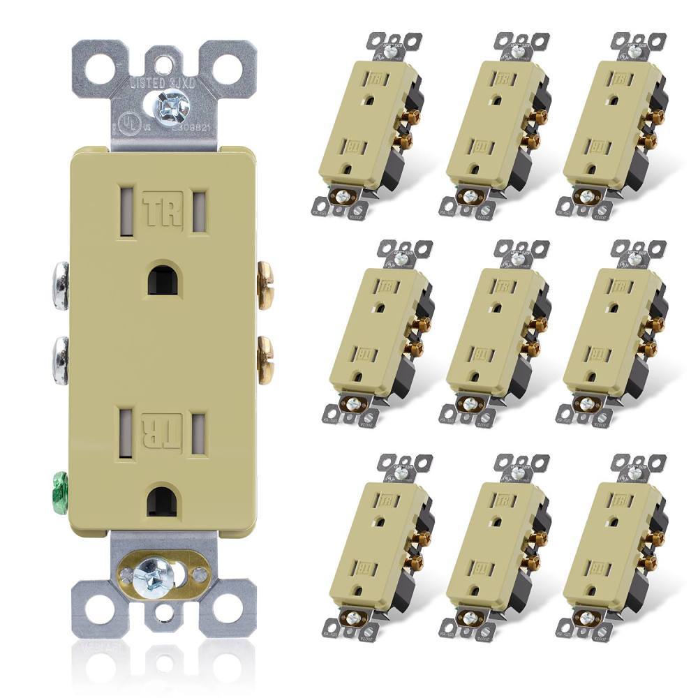 Maintenance Warehouse 15 Amp 125-Volt Tamper-Resistant Decorator Receptacle In Ivory 10-Pack