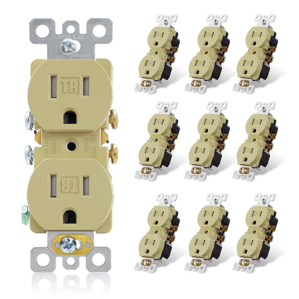 Maintenance Warehouse 15 Amp 125-Volt Tamper-Resistant Duplex Receptacle In Ivory 10-Pack