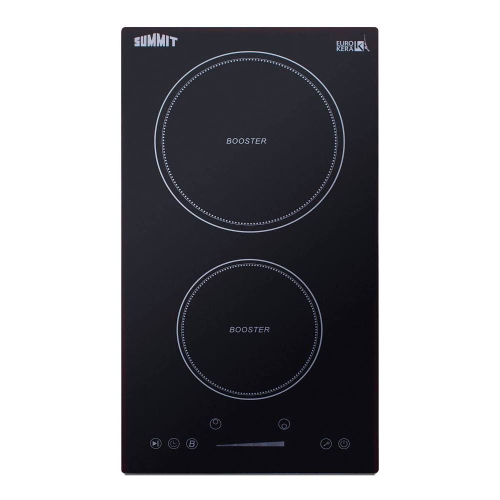 Summit Appliance 12" Wide 2-Zone Built-In Induction Cooktop In Jet Black Glass