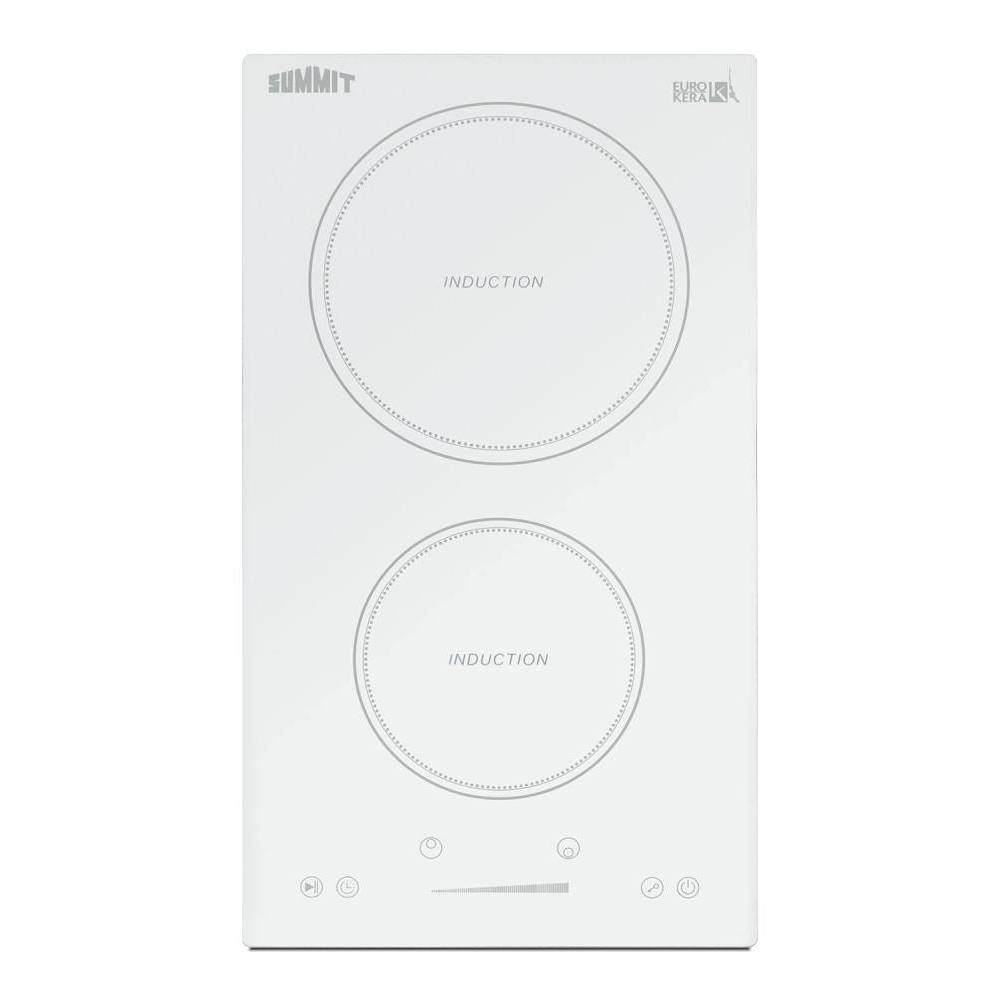 Summit Appliance 12" Wide 2-Zone Built-In Induction Cooktop In White Glass