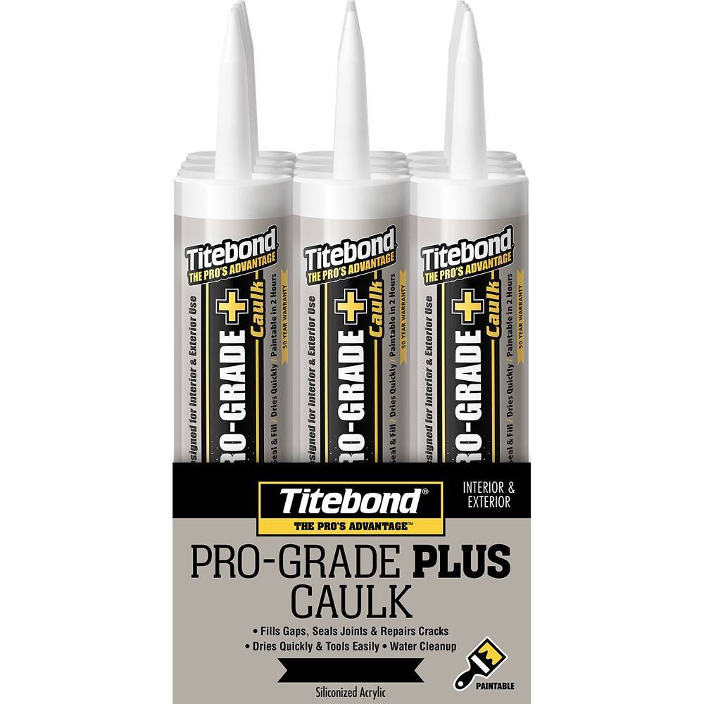 Titebond Pro-Grade Plus Caulk, White, 10 Oz. Cartridge, Package Of 12
