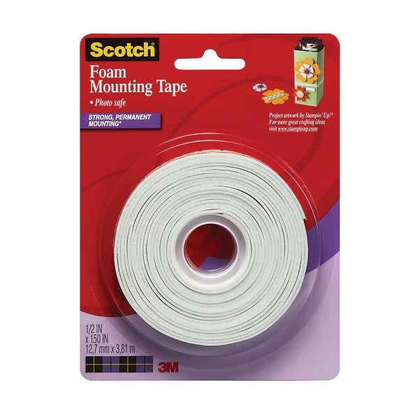 Scotch® White Foam Mounting Tape 1/2" X 150"