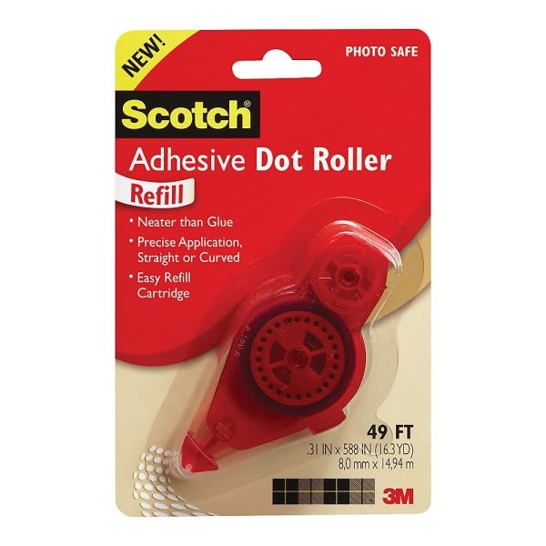 Scotch® Clear Adhesive Dot Roller Refill 5/16" X 49"