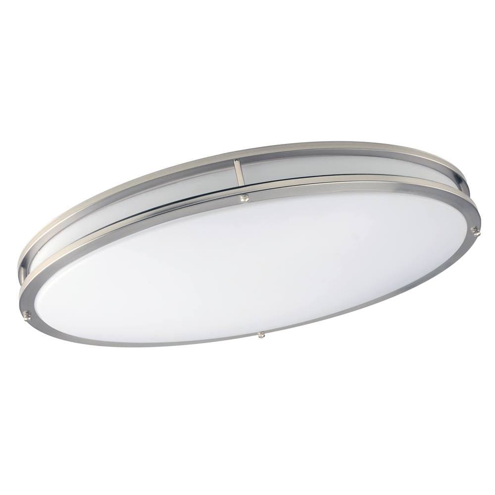 Seasons Quick Install 32-Inch Oval 30w/36w/40w Dimmable Integrated LED Flush Mount Light With 5 CCT Selectable In Brushed Nickel