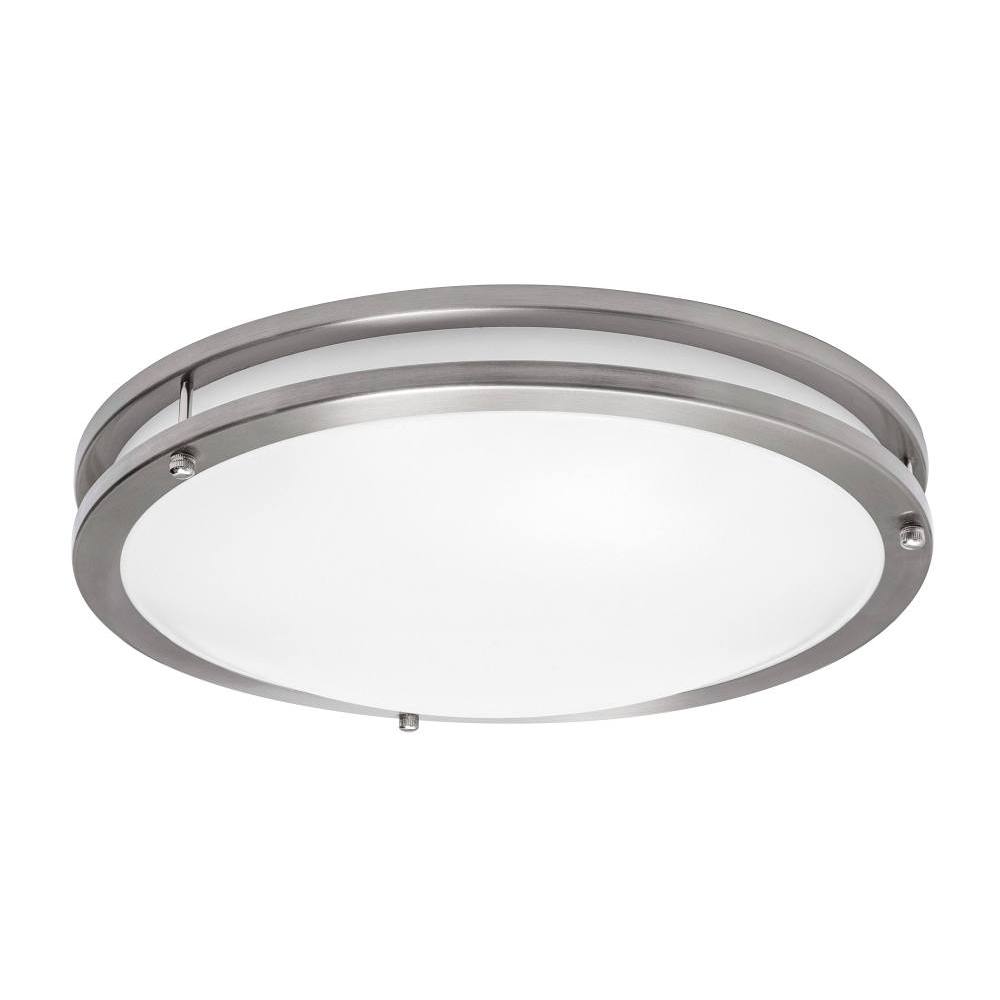 Seasons Carlisle 14-Inch Round 13w-27w Dimmable Integrated LED Flush Mount Light With 3 CCT Selectable In Brushed Nickel