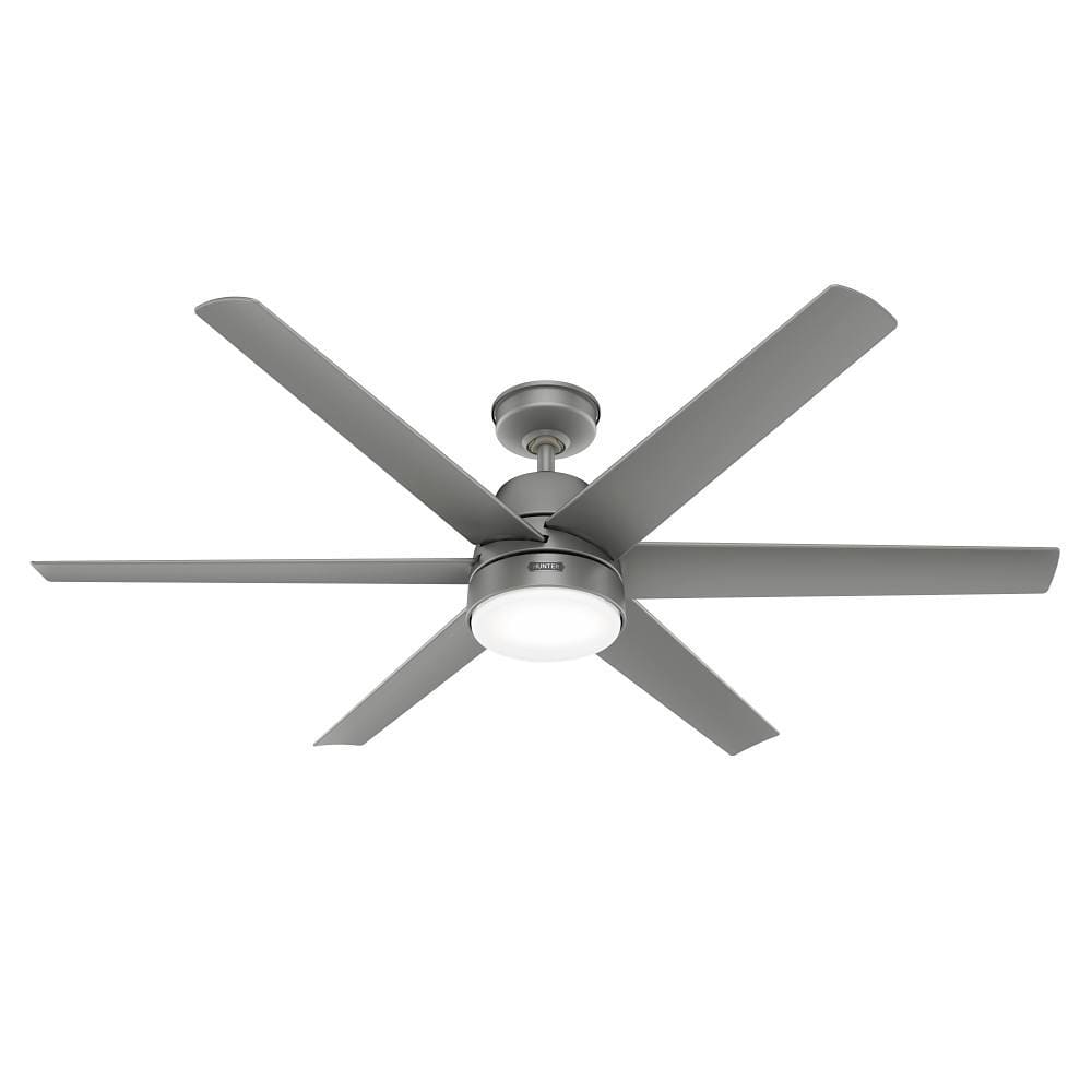 Hunter Fan 60" Skysail Weathermax Ceiling Fan With LED Light, Matte Silver