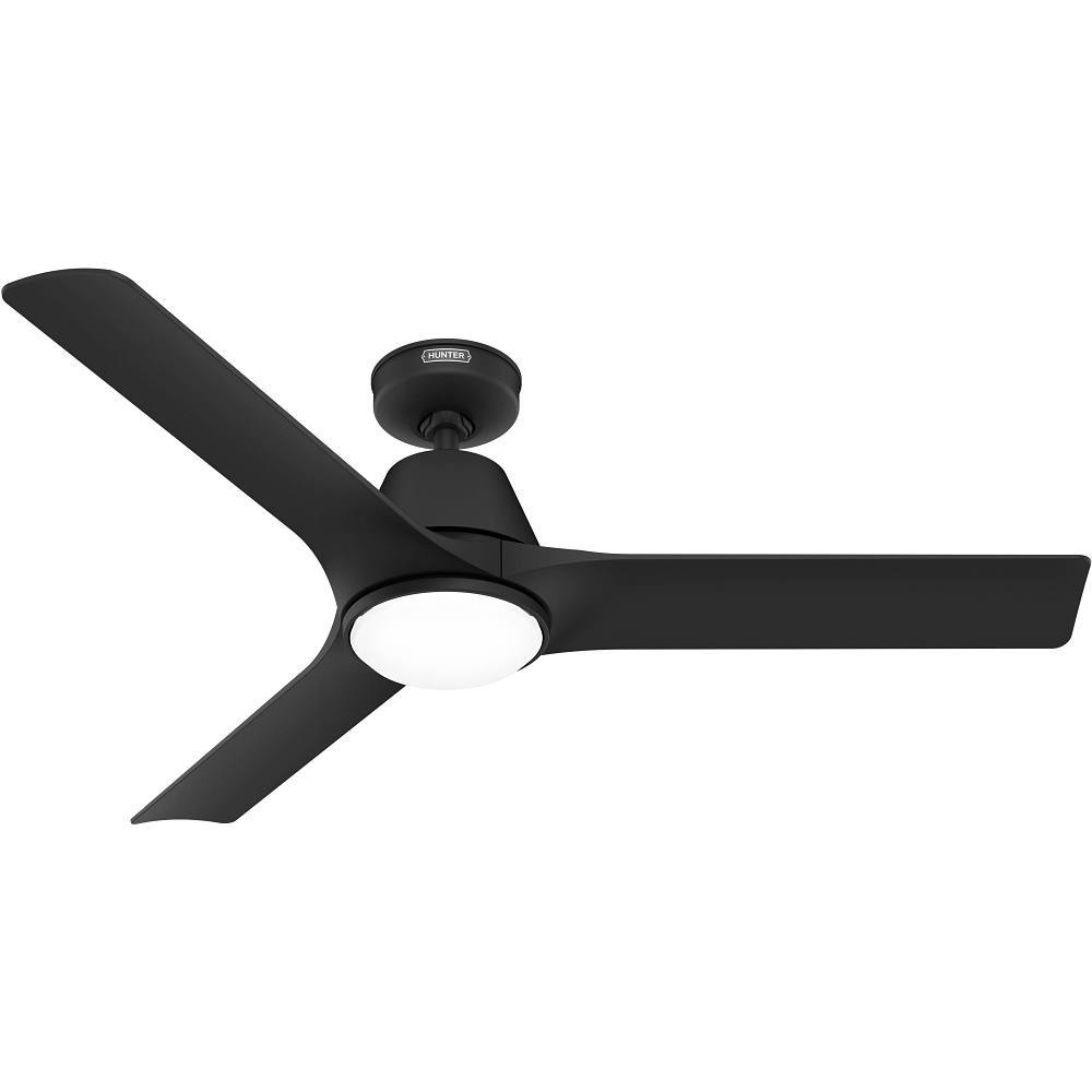 Hunter Fan 52" Aeronaut Wi-Fi Ceiling Fan With Led, Damp Rated, Matte Black