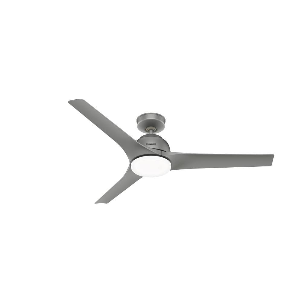 Hunter Fan 52" Gallegos Ceiling Fan With LED Light, Damp Rated, Matte Silver