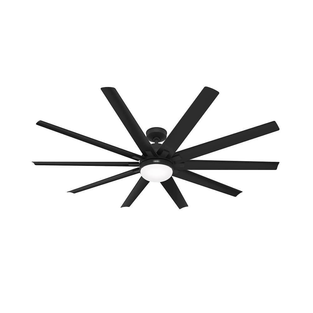 Hunter Fan 72" Overton Ceiling Fan With LED Light, Damp Rated, Matte Black