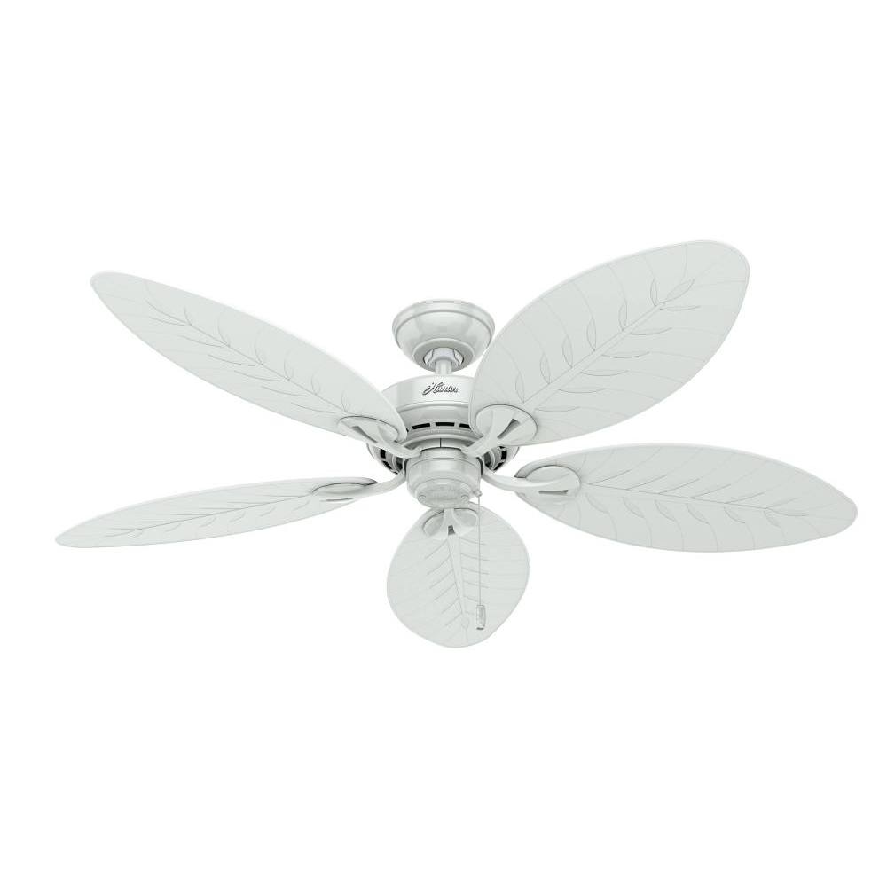 Hunter Fan 54" Bayview Ceiling Fan And Pull Chain, Damp Rated, White