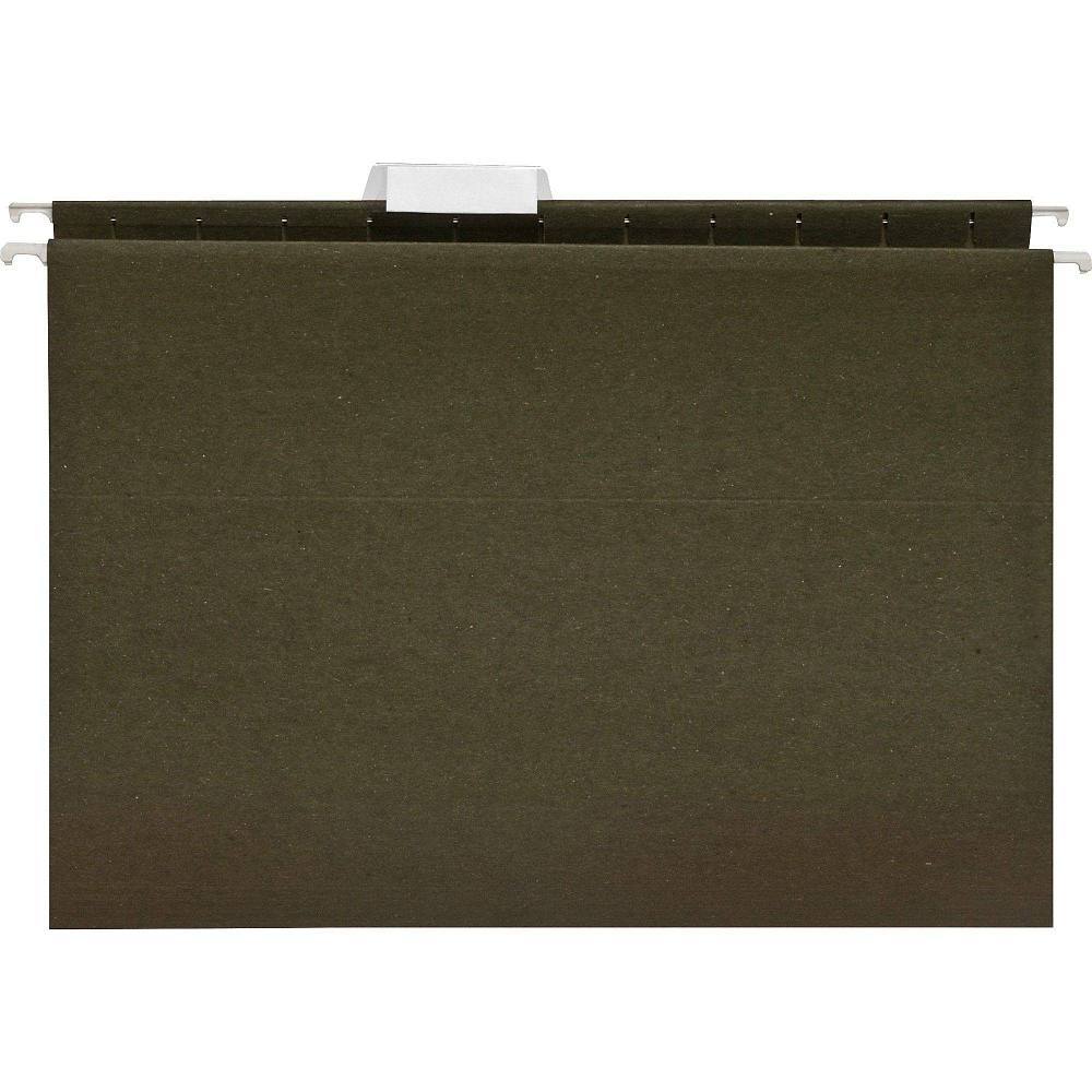 Business Source 1/5 Tab Letter Hanging Folder 8.5" X 11" Green Package Of 25