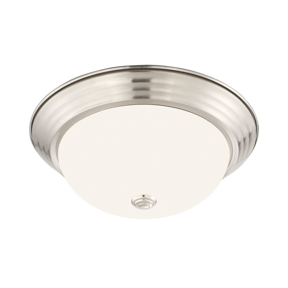Seasons 13-Inch Dome 2-Light 60w Incandescent Flush Mount Light, Brushed Nickel