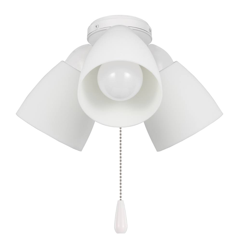 Seasons Universal 3-Light Shatter-Resistant Pull-Chain Ceiling Fan Multi-Shade LED Light Kit In Matte White
