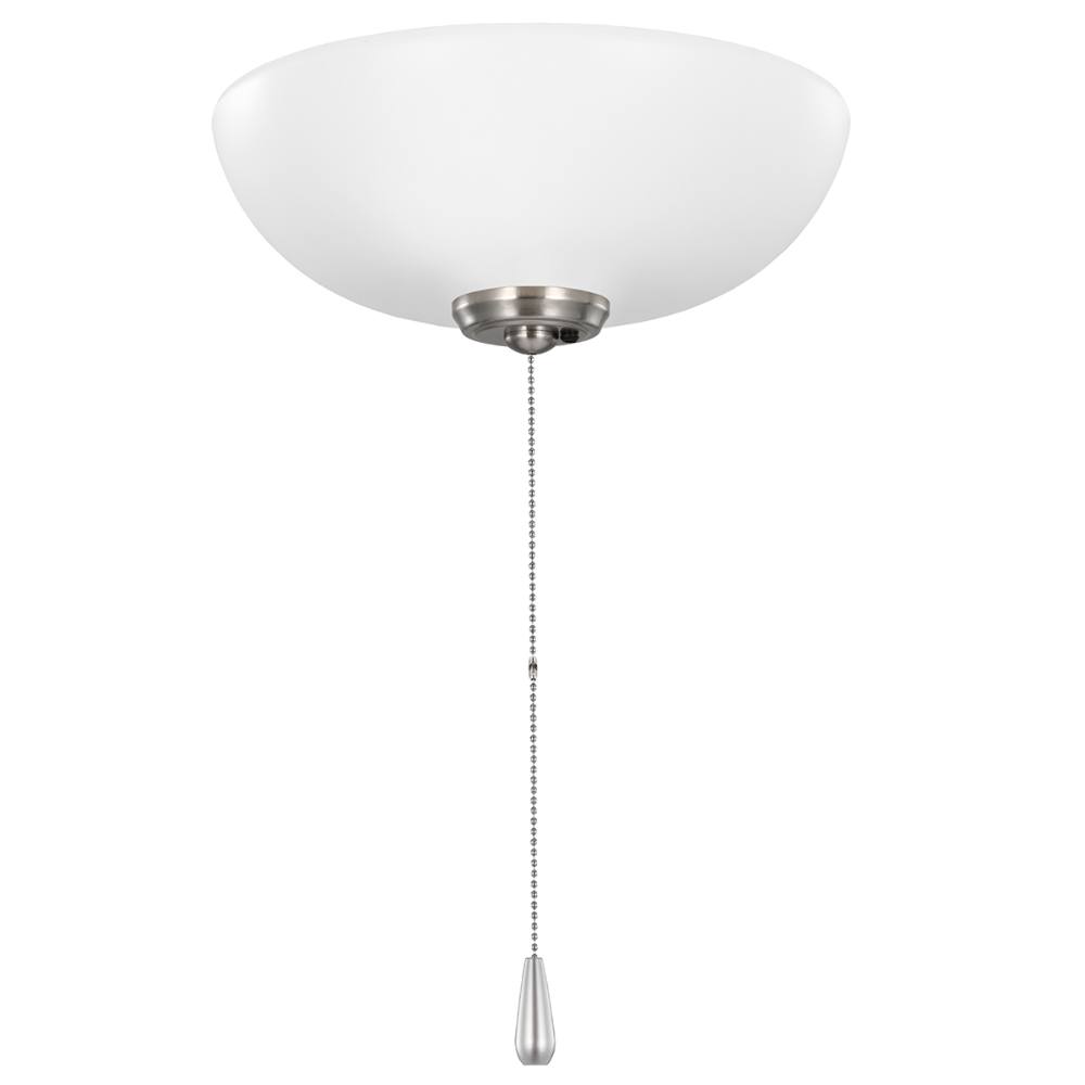 Seasons Universal 2-Light Shatter-Resistant Pull-Chain Ceiling Fan Bowl LED Light Kit In Brushed Nickel