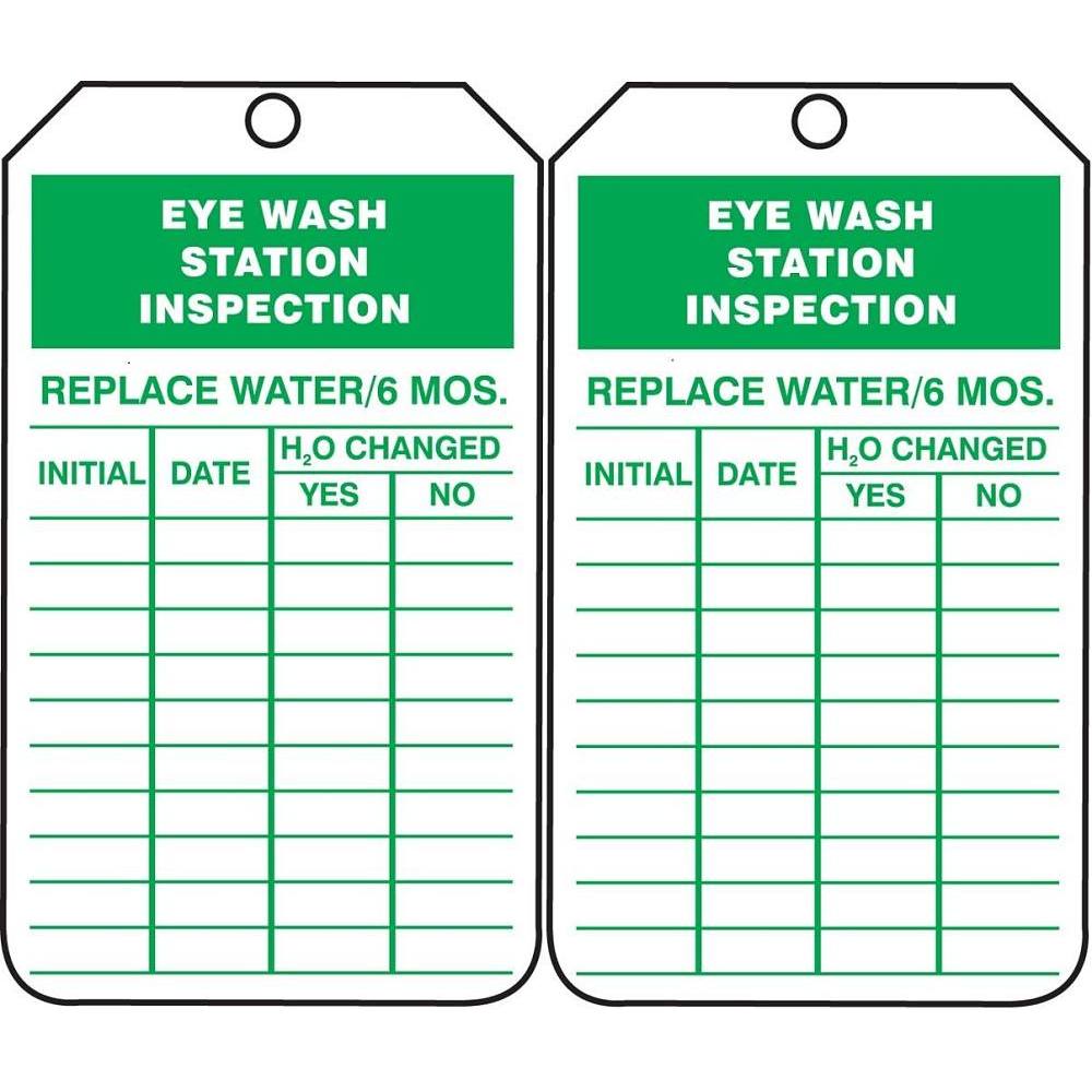 Accuform 5.75x3.25 Pf-Cardstock Eye Wash Station Inspection Tag, Package Of 25