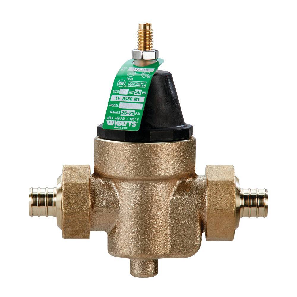 Watts 3/4" Lead Free Water Pressure Reducing Valve, Double Union, Pex X Pex