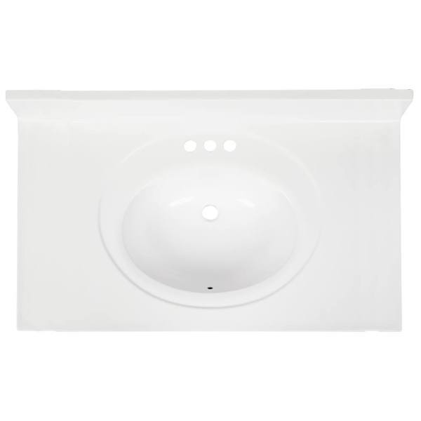 Seasons 37 X 19" Solid White Cultured Marble Vanity Top And Bowl
