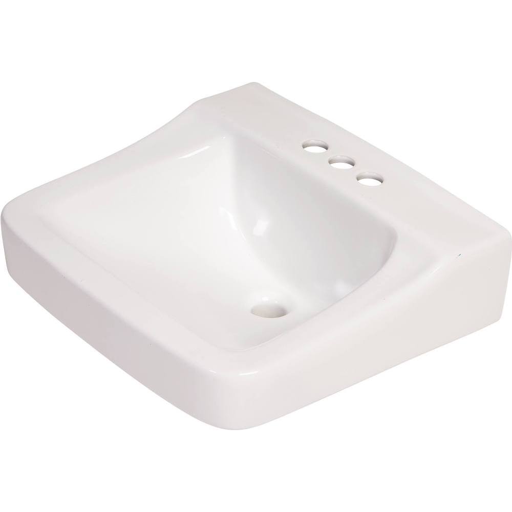 Seasons 19 In. Wall Mounted Rectangle Vitreous China Bathroom Sink White, ADA