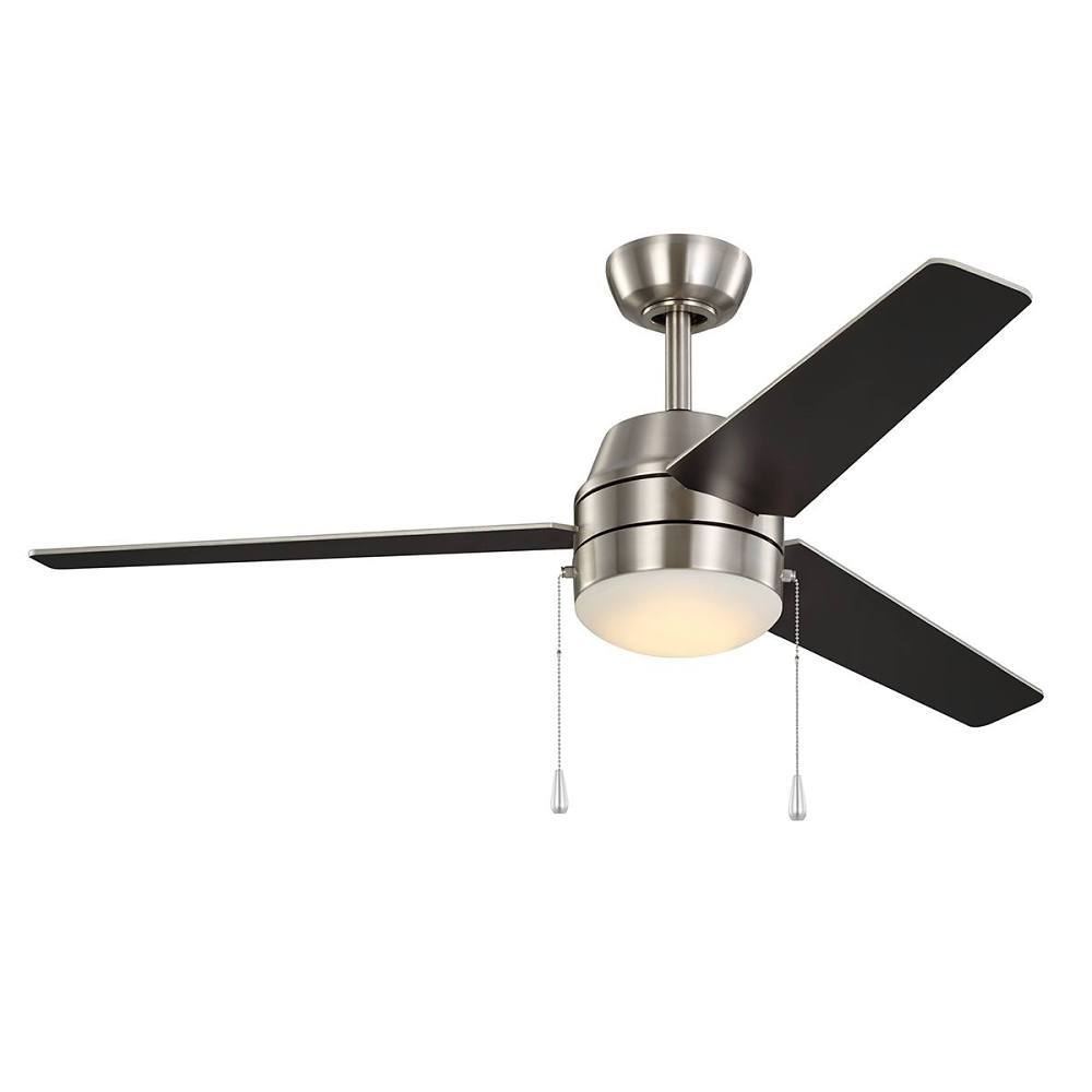 Seasons Searcy 52 In. Brushed Nickel Indoor 3 Blade LED Ceiling Fan, Quick Install, Downrod Mount, Blades Nickel, Black