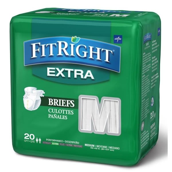 Medline Brief, Clothlike Fitextra Size Large 32" To 42", Bag Of 20