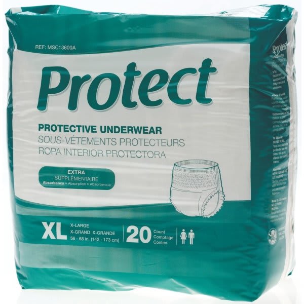 Medline Underwear, Extra Protective, Xlarge 56" To 68", Case Of 80