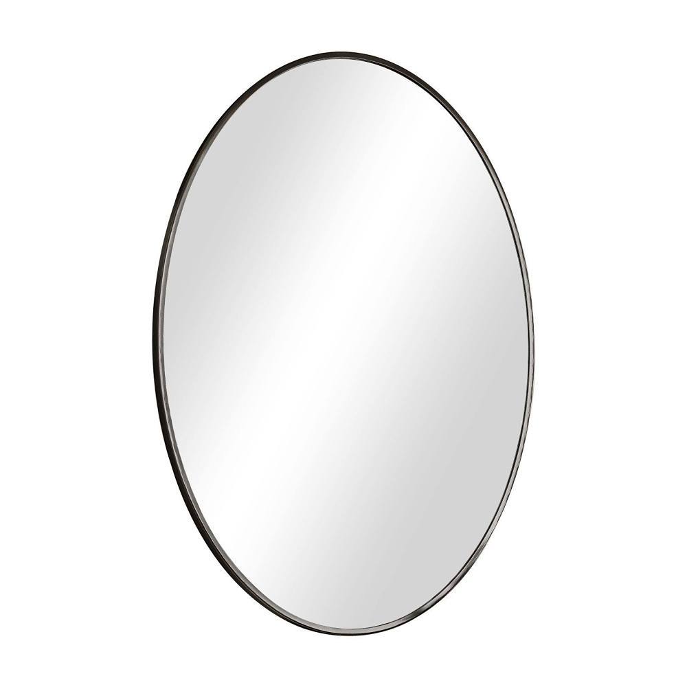 Easly 24" X 36" Oval Black Aluminum Alloy Framed Wall Mirror