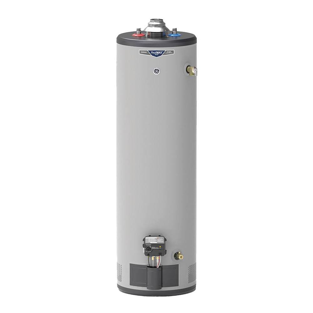 GE RealMAX Choice 30 Gal. Tall 34k BTU Natural Gas Atmospheric Water Heater With Smartshield, Side Valve