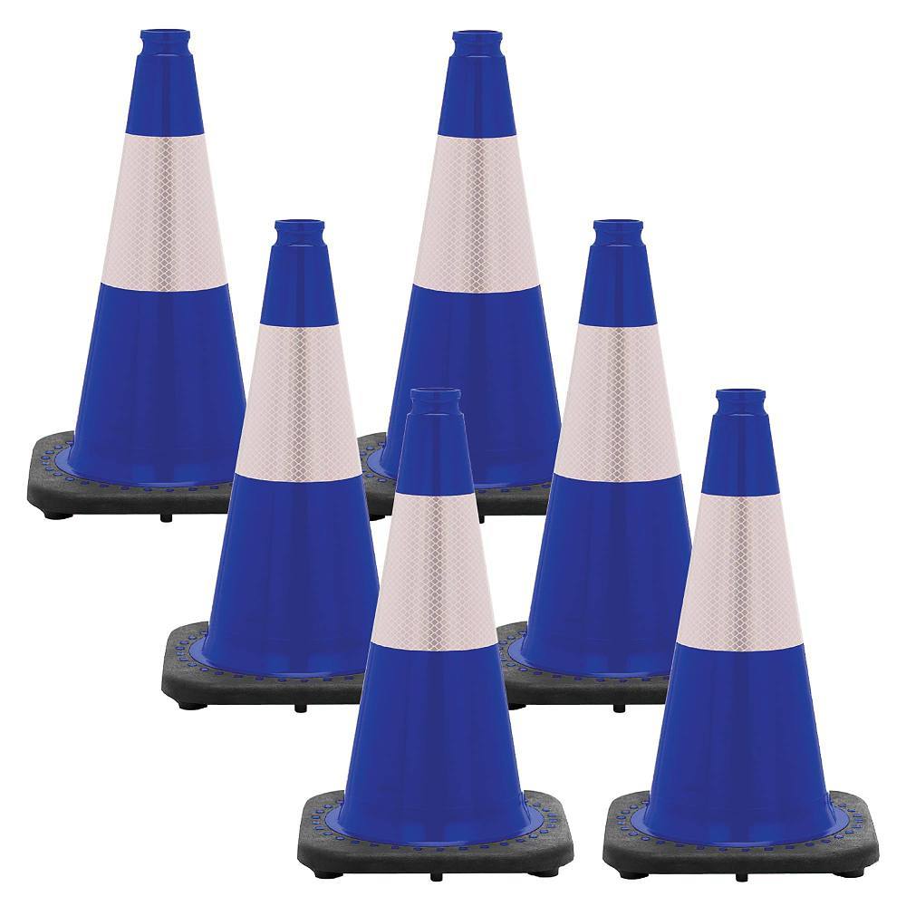 Mr. Chain 18" Blue Reflective Traffic Cones Package Of 6