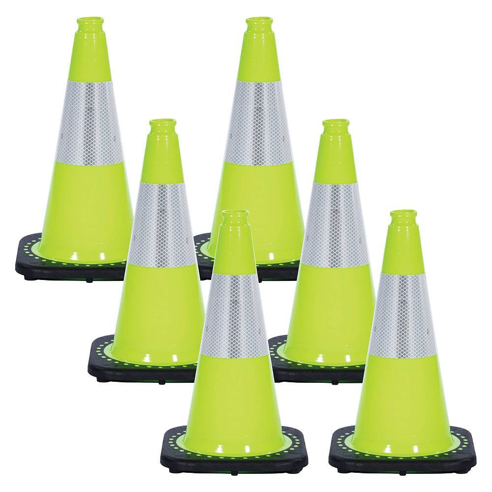 Mr. Chain 18" Safety Green Reflective Traffic Cones Package Of 6