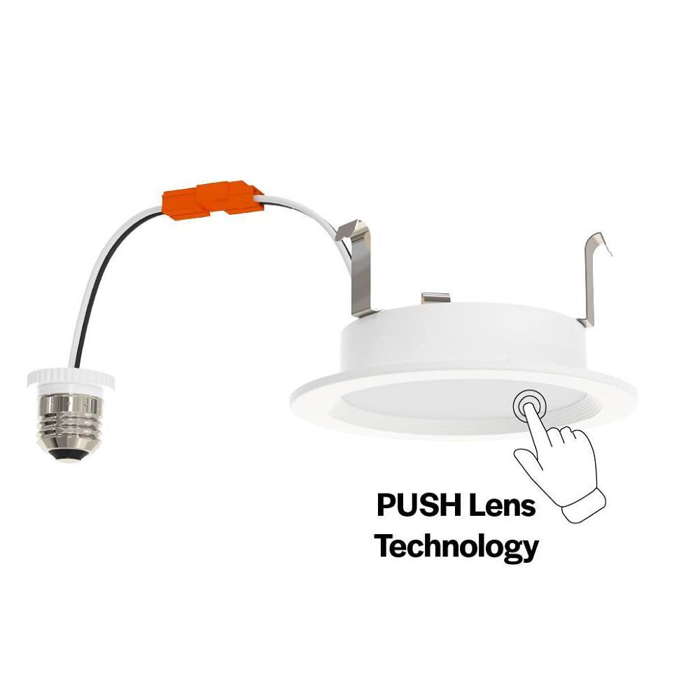 Halco 4" LED Push Lens Retrofit Slim Downlight, Baffle Trim, Select Cct, 8 Watt