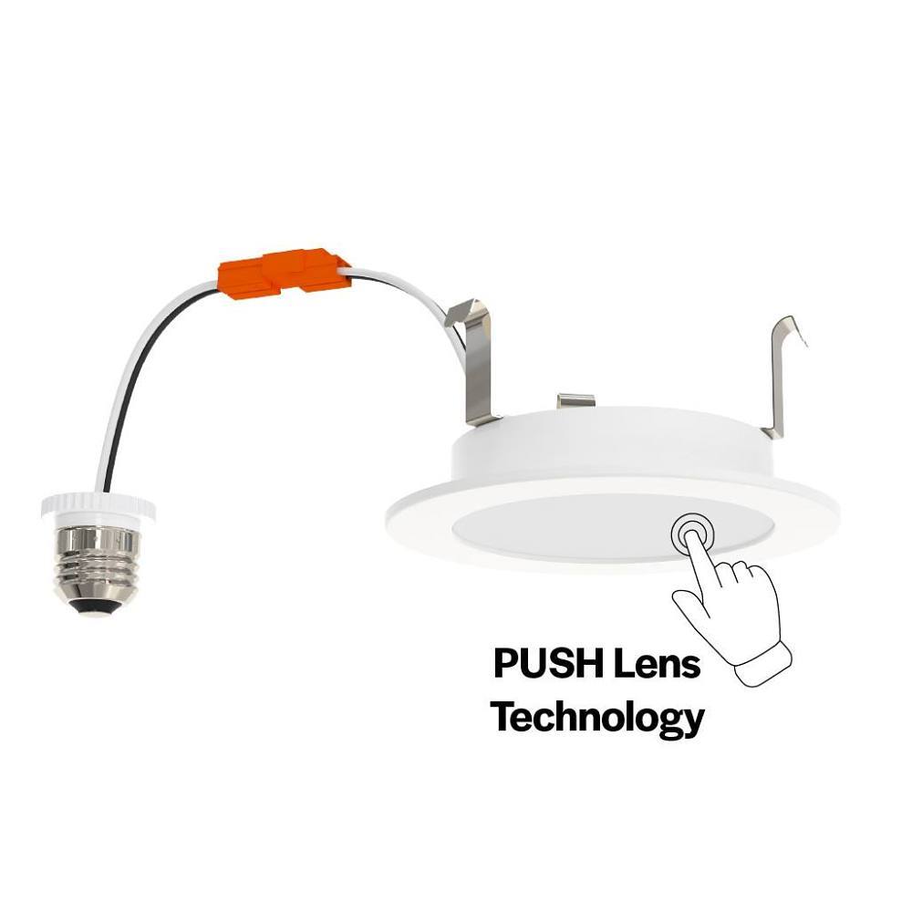 Halco 4" LED Push Lens Retrofit Slim Downlight, Smooth Trim, Select Cct, 8 Watt