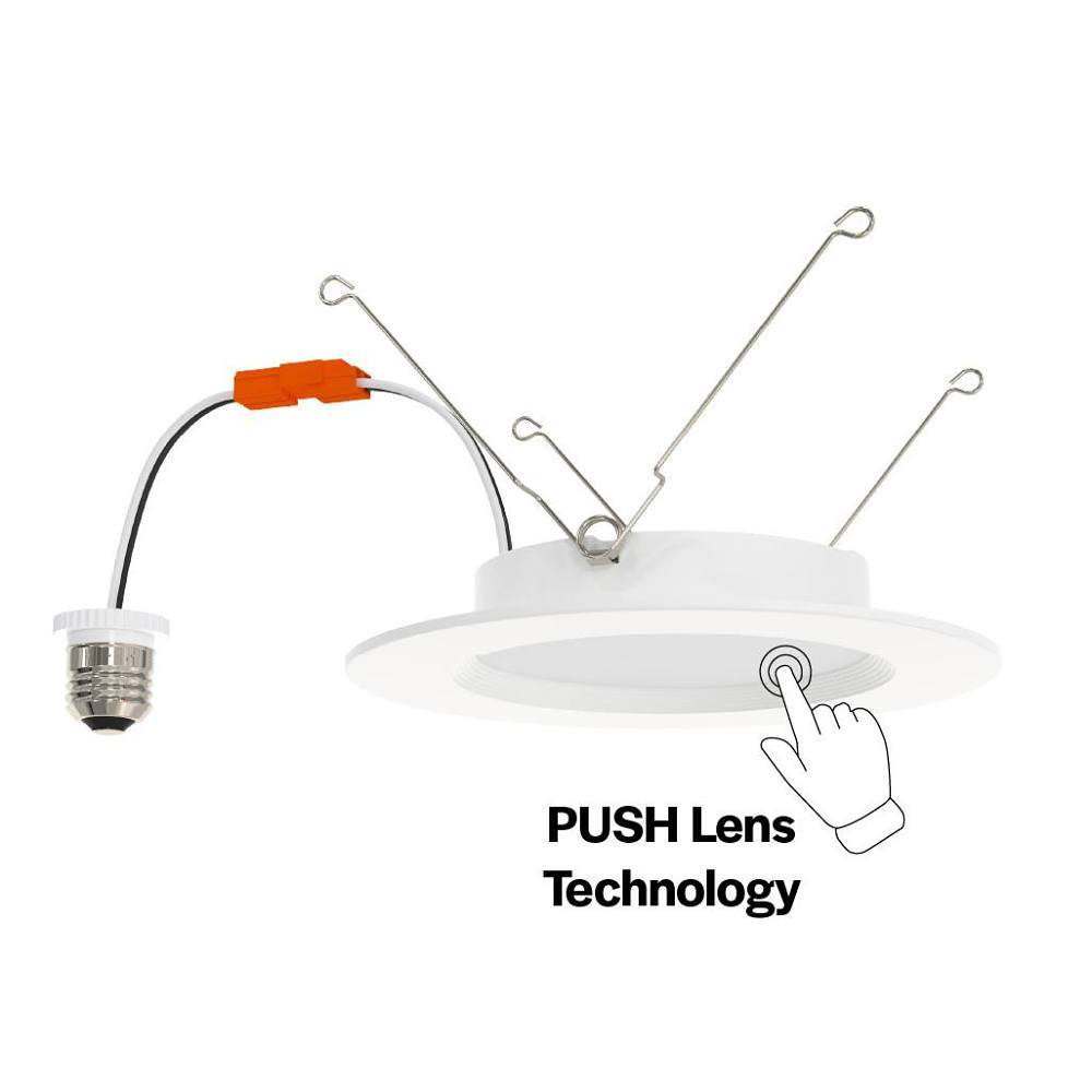 Halco 6" LED Push Lens Retrofit Slim Downlight, Baffle Trim, Select Cct, 10 Watt