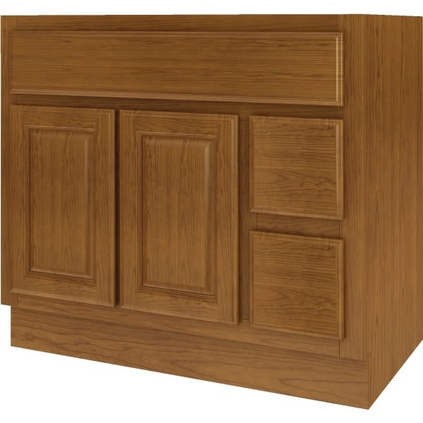 Seasons® Bath Vanity Base Cabinet, 36W x 34-1/2H x 21D, Caramel Finish