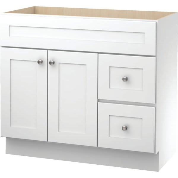 Seasons Bath Vanity Base Cabinet, 36wx34-1/2hx21d, White Finish