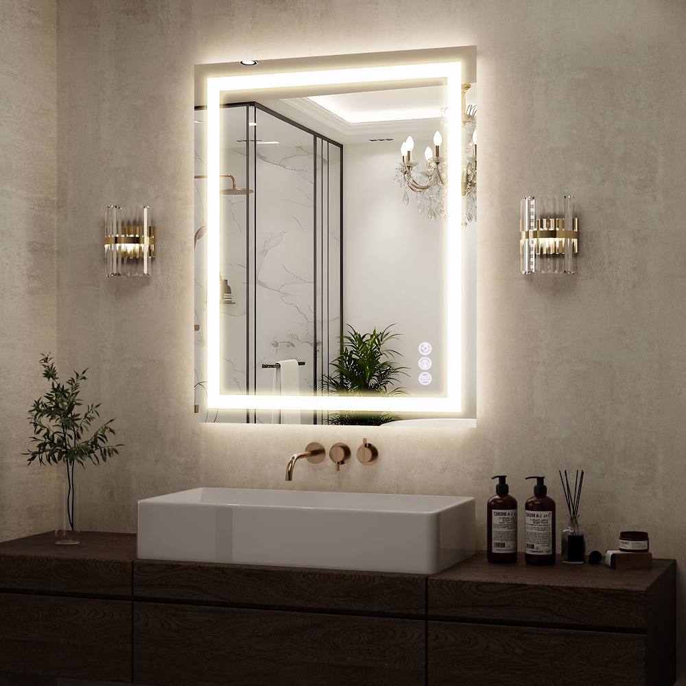 Easly 32" W X 40" H LED Light Anti-Fog Rectangular Frameless Wall Vanity Mirror