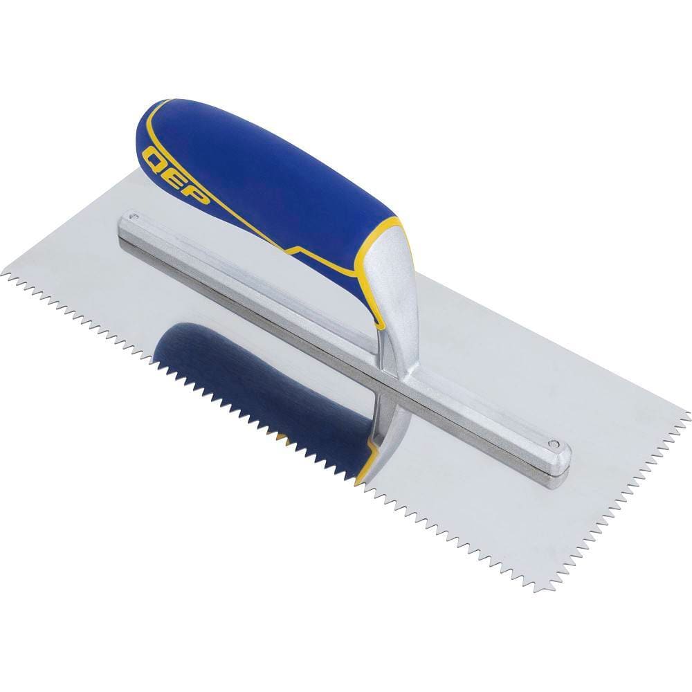 QEP 3/16" X 5/32" V-Notch Stainless Steel Trowel W/ Comfort Grip Handle
