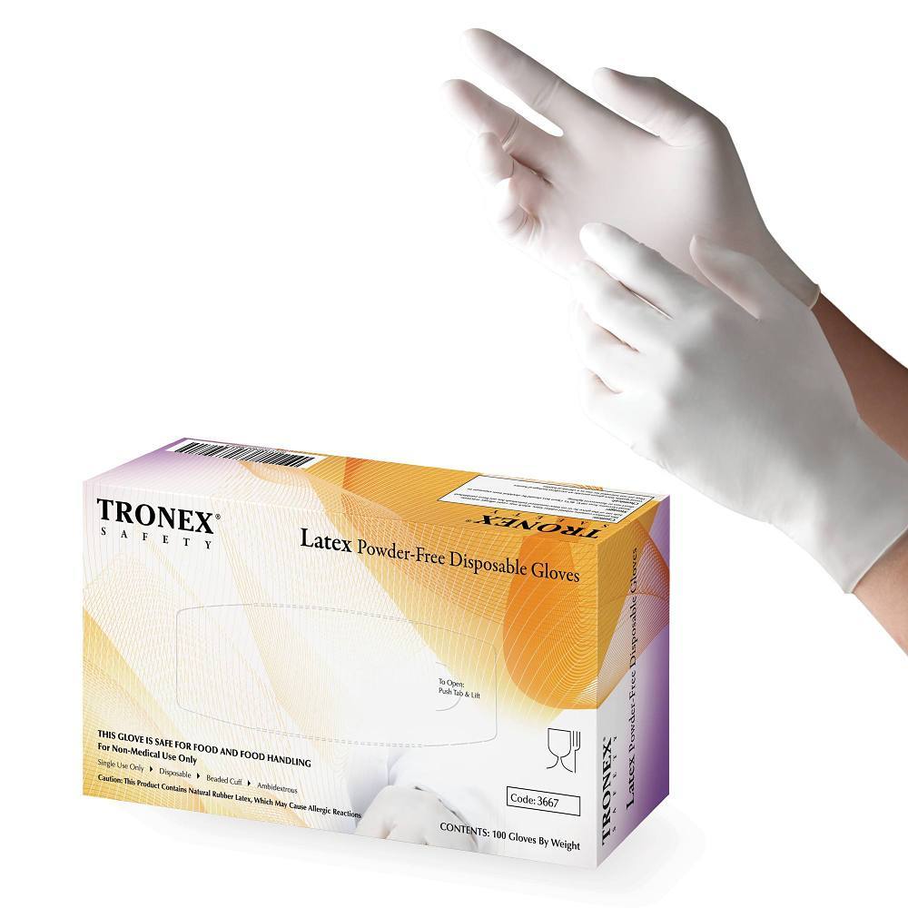 Tronex Natural Latex Pf Fully Textered Gloves Large Package Of 100