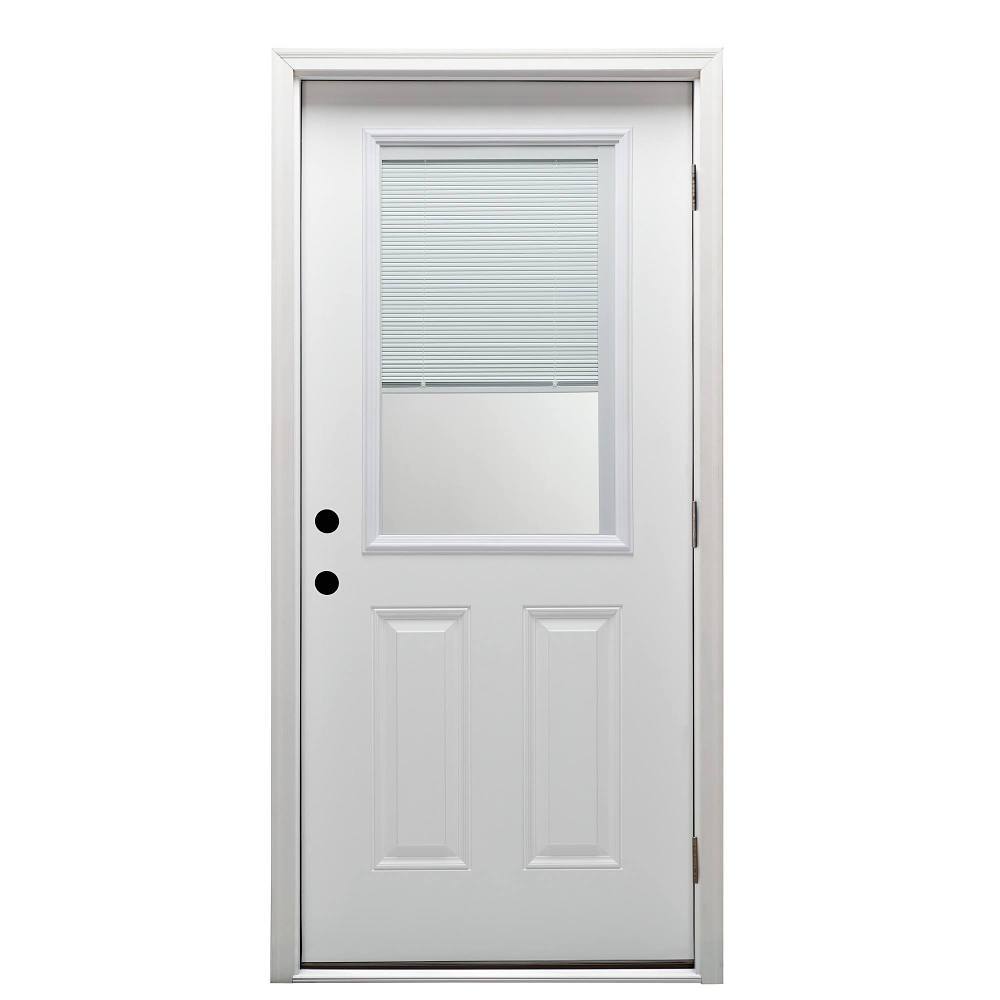 Mmi Door 36"X80" Internal Blinds LH 1/2-Lite Clear Prehung Front Door Brickmould