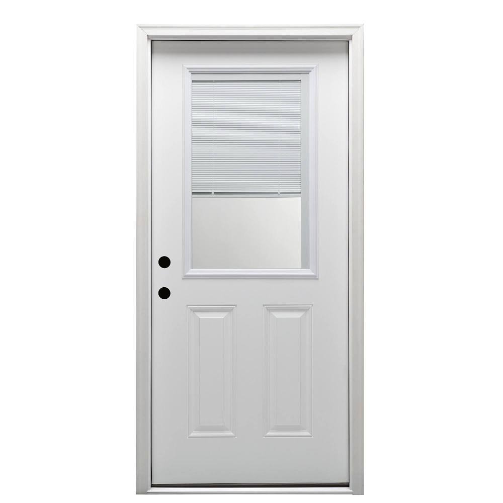Mmi Door 36"X80" Internal Blinds RH 1/2-Lite Clear Primed Prehung Front Door