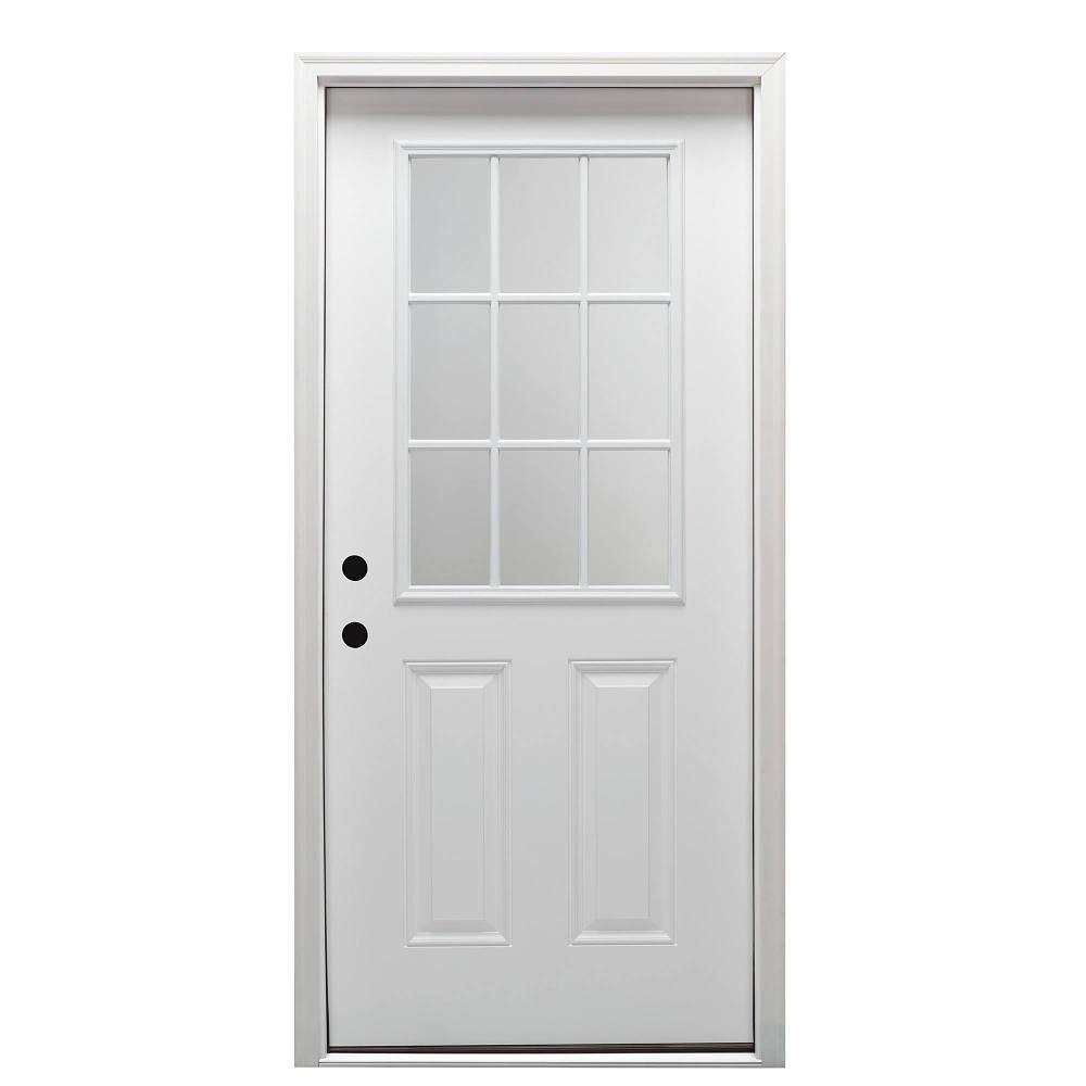 Mmi Door 32"X80" RH 9-Lite Clear Classic External Grilles Prehung Front Door