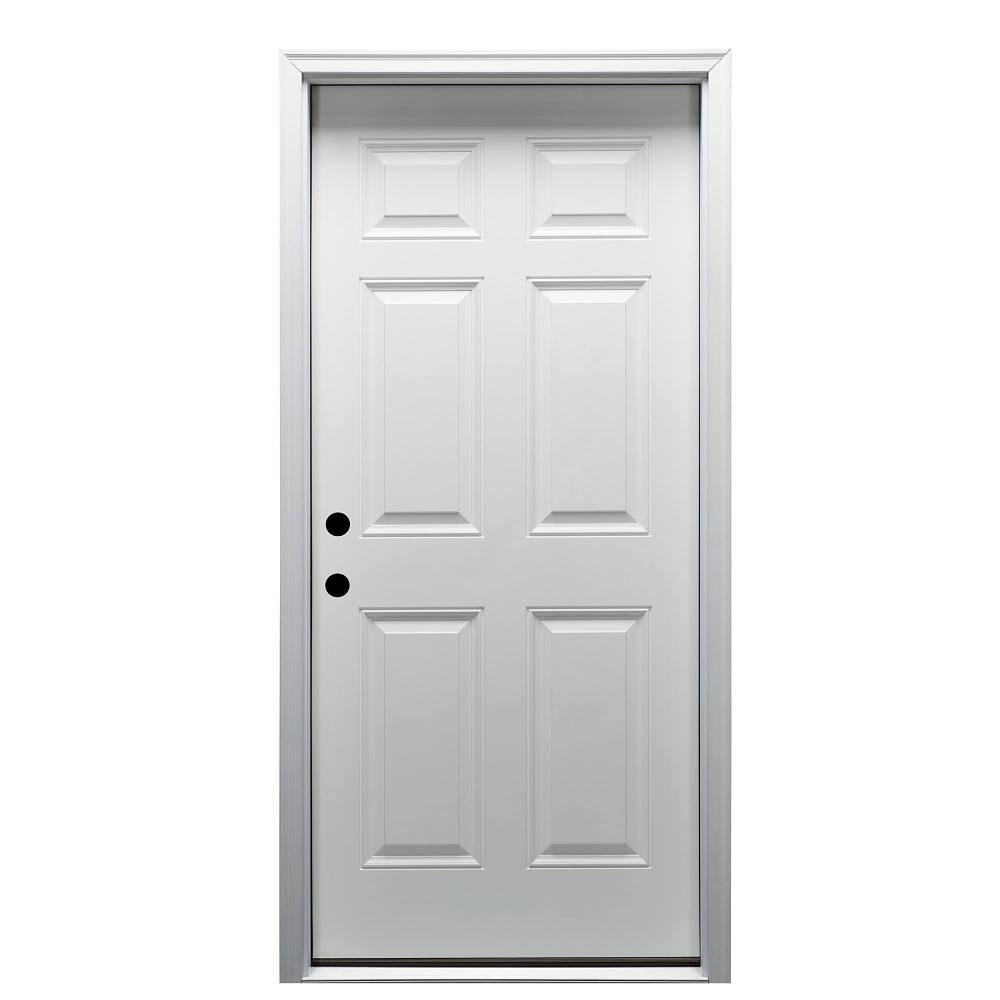 Mmi Door 34"X80" 6-Panel RH Primed Prehung Front Door With 6-9/16" Jamb Size