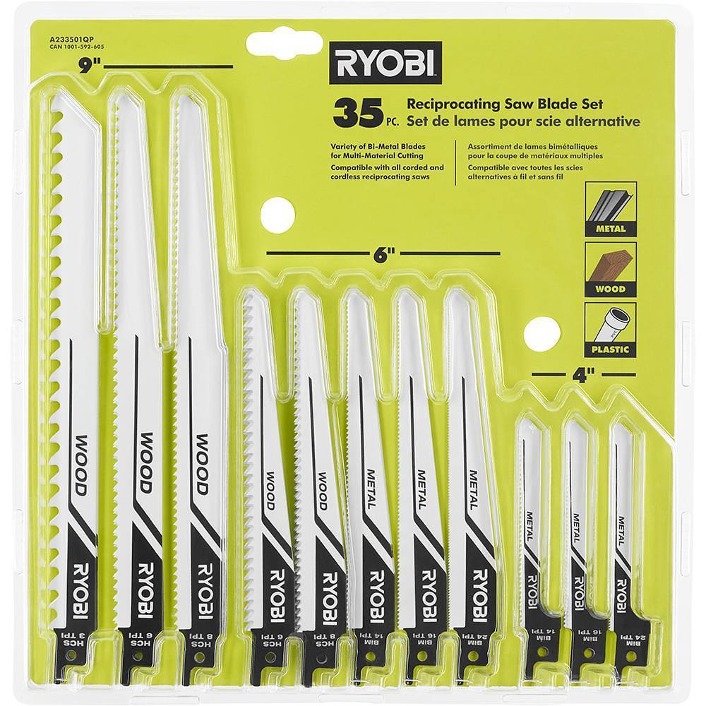 Ryobi Multi-Material Reciprocating Saw Blade Set, Package Of 35